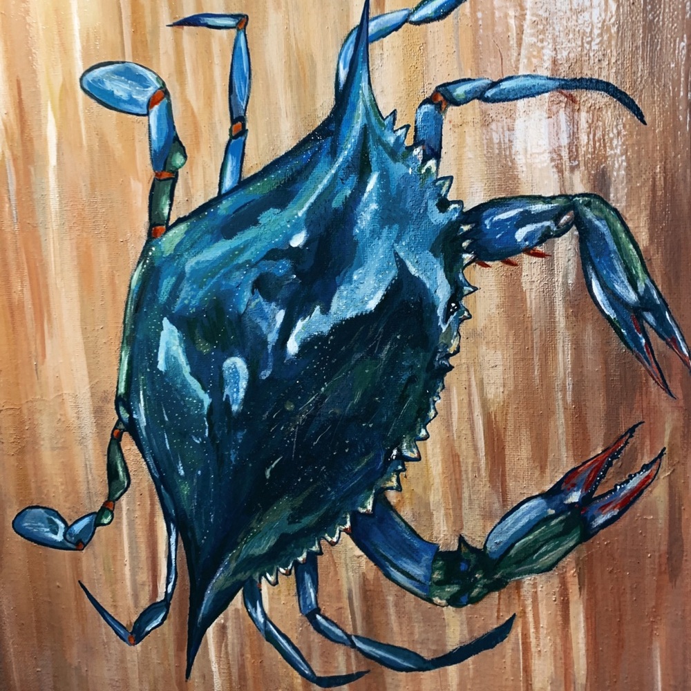 Maryland crab acrylic painting